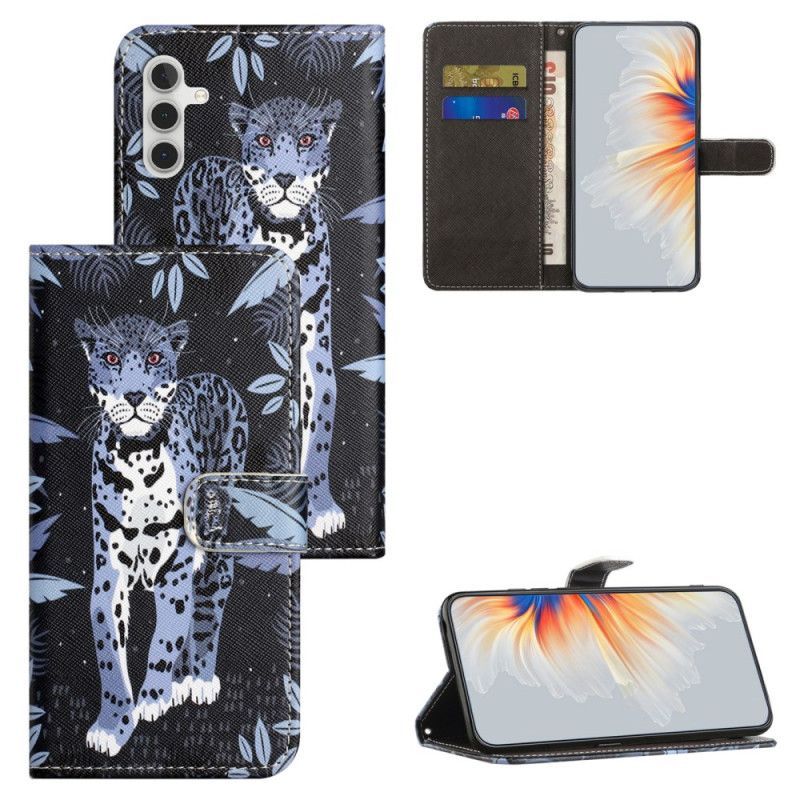 Leren Hoesje Voor Samsung Galaxy S24 Fe Luipaard Met Riem