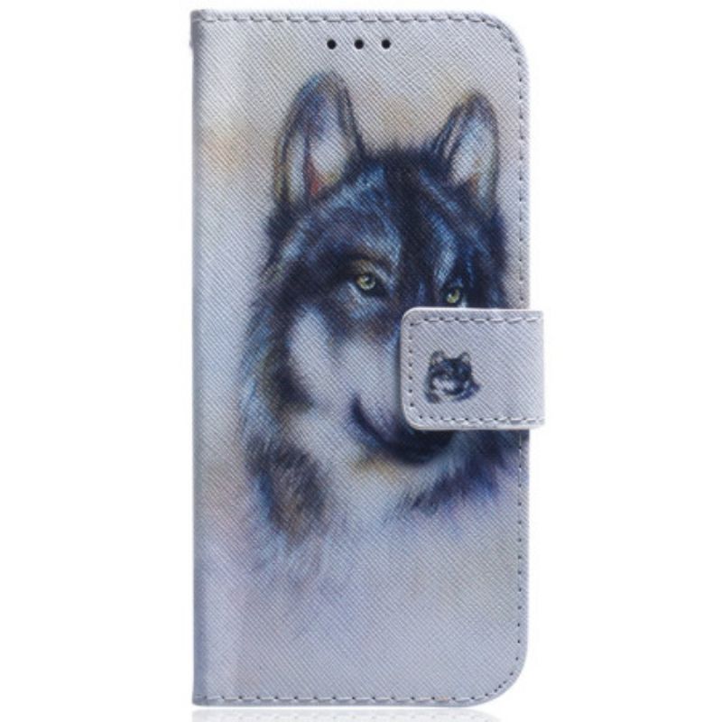 Leren Hoesje Voor Samsung Galaxy S24 Fe Wolfaquarel