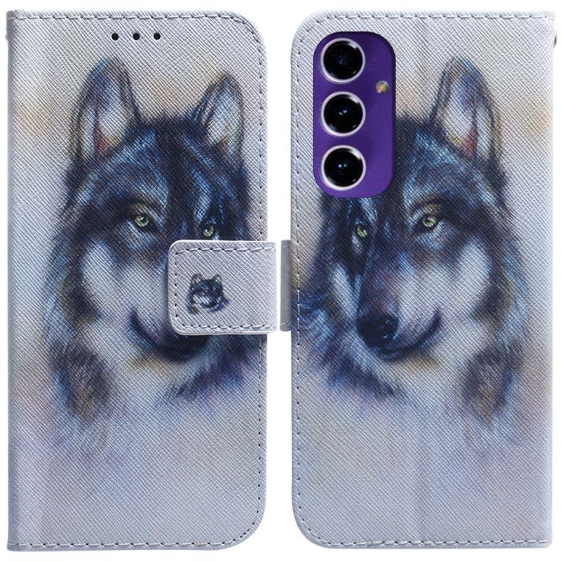 Leren Hoesje Voor Samsung Galaxy S24 Fe Wolfaquarel