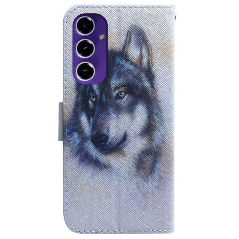 Leren Hoesje Voor Samsung Galaxy S24 Fe Wolfaquarel