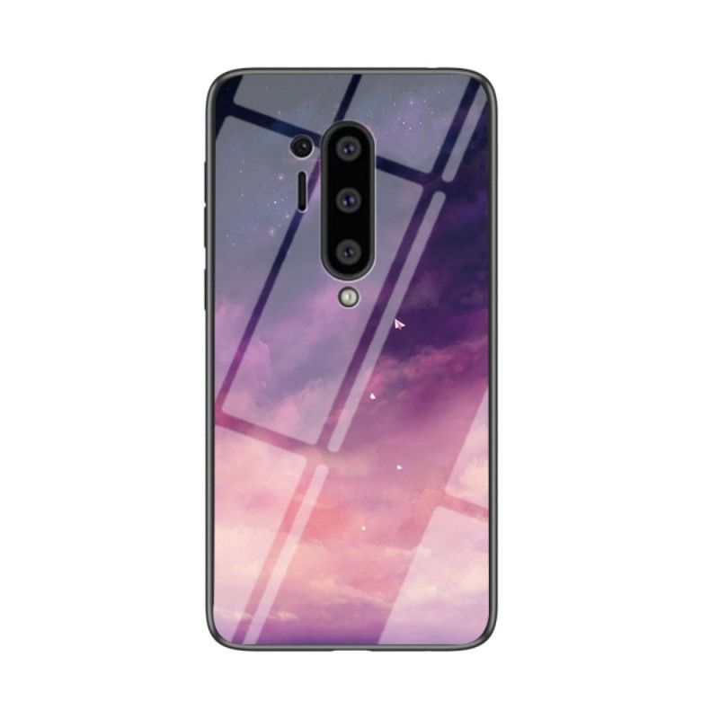 Hoesje OnePlus 8 Pro Grijs Zwart Sterrenhemel Gehard Glas