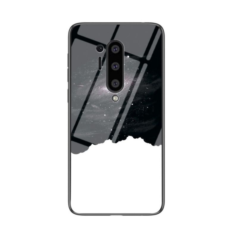 Hoesje OnePlus 8 Pro Grijs Zwart Sterrenhemel Gehard Glas