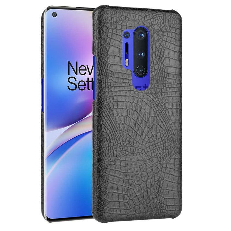 Hoesje voor OnePlus 8 Pro Zwart Krokodillenhuideffect