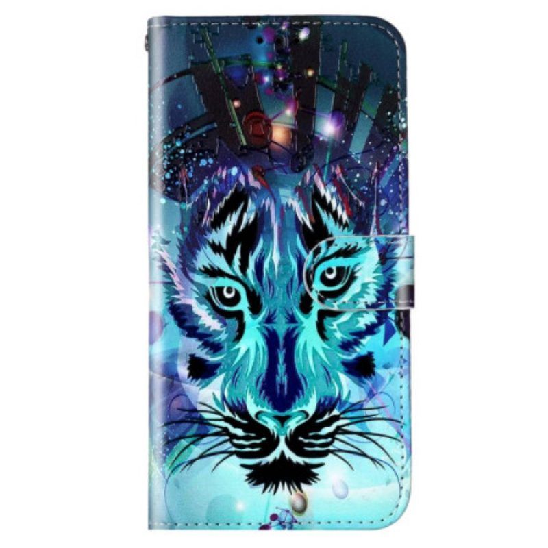 Folio-hoesje voor Samsung Galaxy S23 Plus 5G De Tijger Met Lanyard