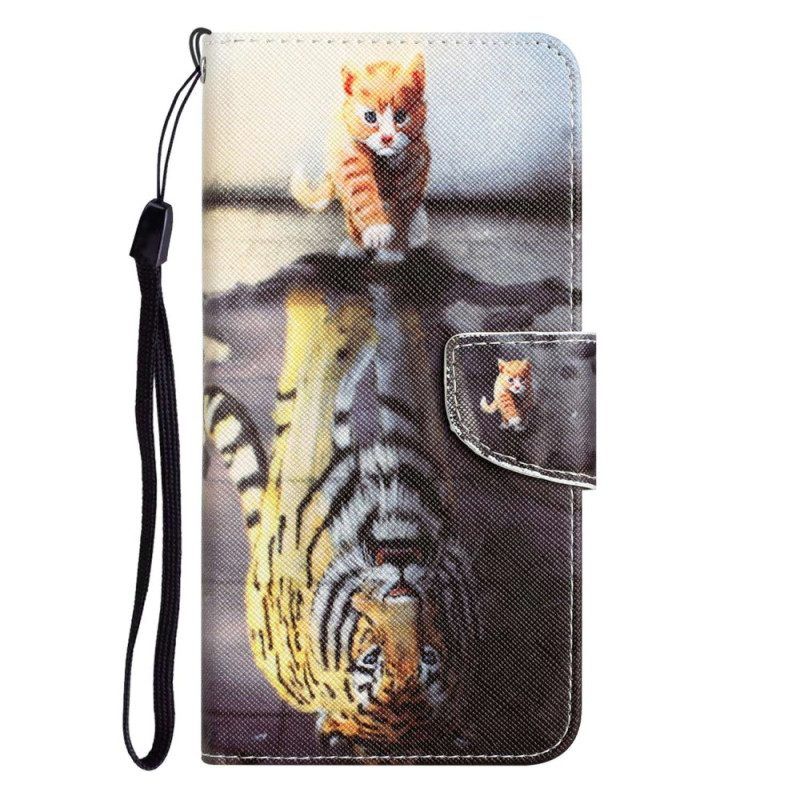 Folio-hoesje voor Samsung Galaxy S23 Plus 5G Met Ketting Alleen Stringkatten