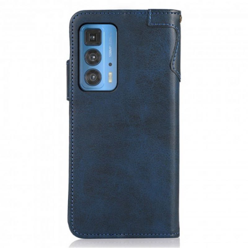 Flip Case Leren Motorola Edge 20 Pro Kunstleer Knoop Khazneh