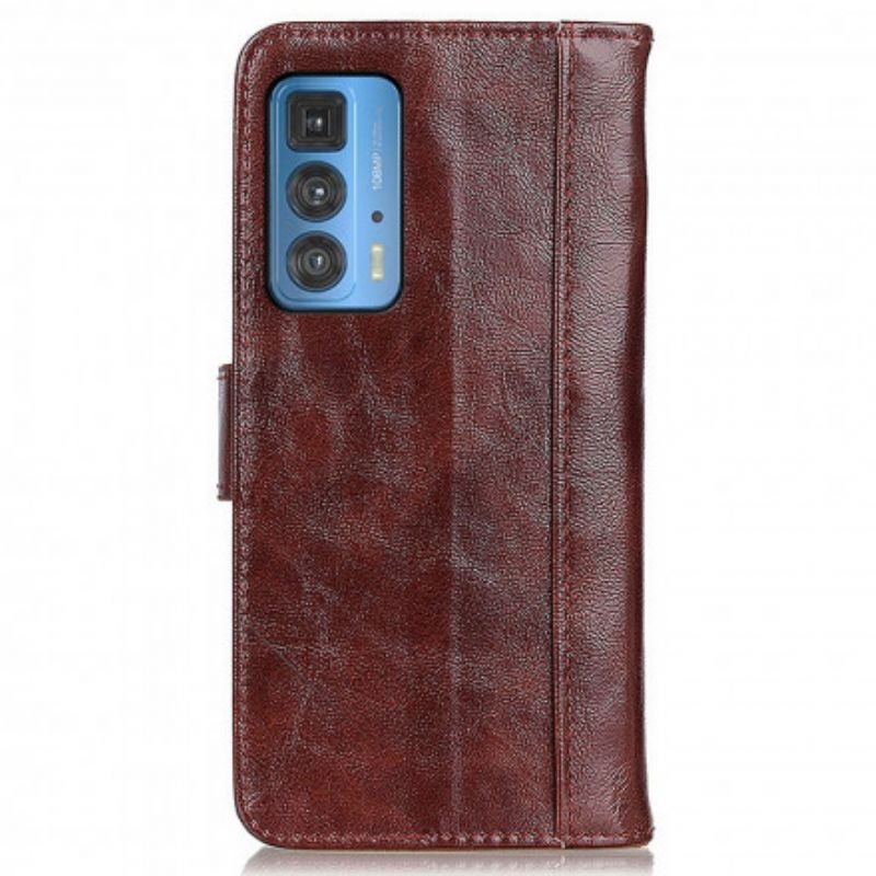 Folio-hoesje Motorola Edge 20 Pro Glanzend Splitlederen Stijl