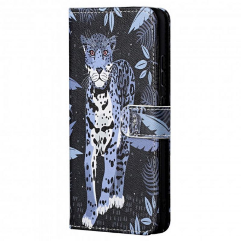 Folio-hoesje Motorola Edge 20 Pro Telefoonhoesje Leopard Strappy