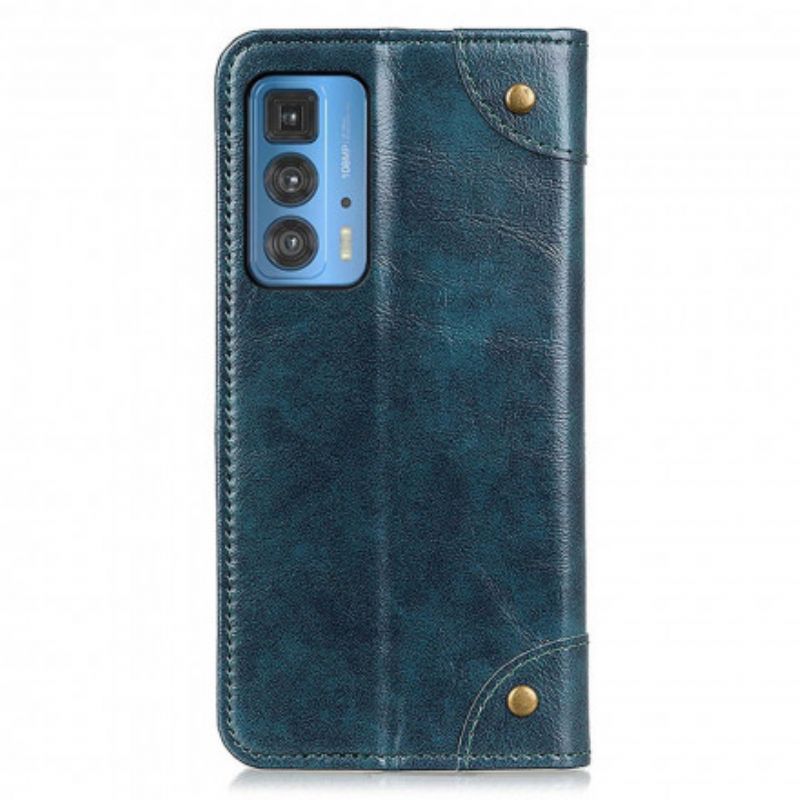 Folio-hoesje Motorola Edge 20 Pro Vintage Lederen Stijl Klinknagels