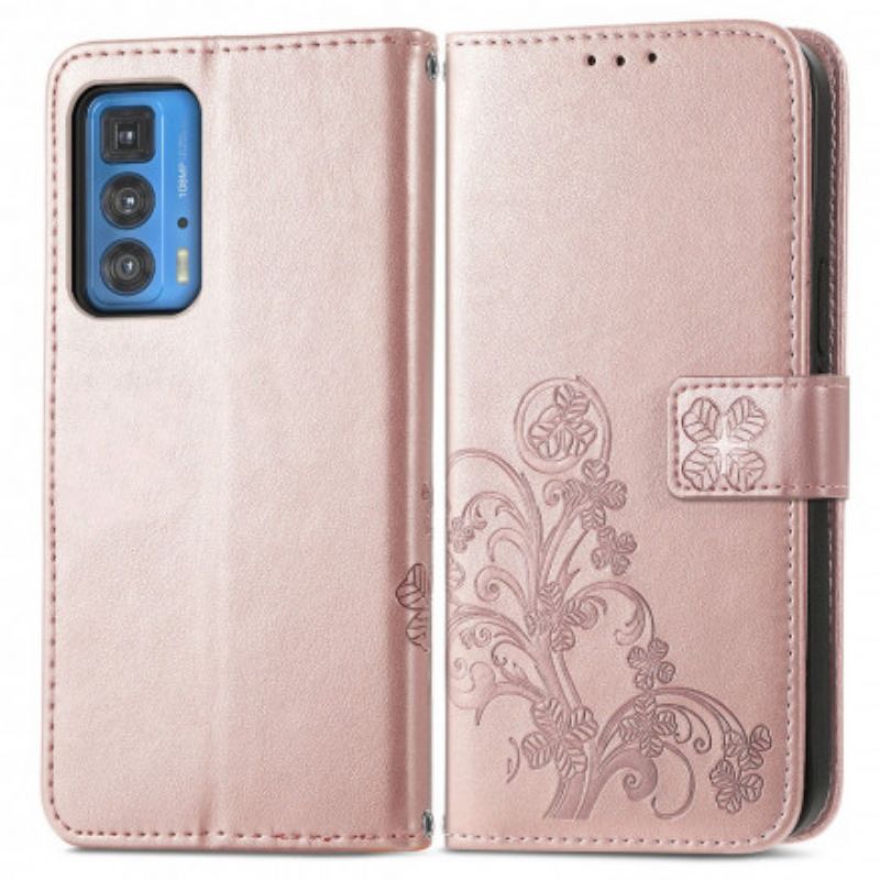 Leren Hoesje Motorola Edge 20 Pro Aziatische Bloemen Bescherming Hoesje