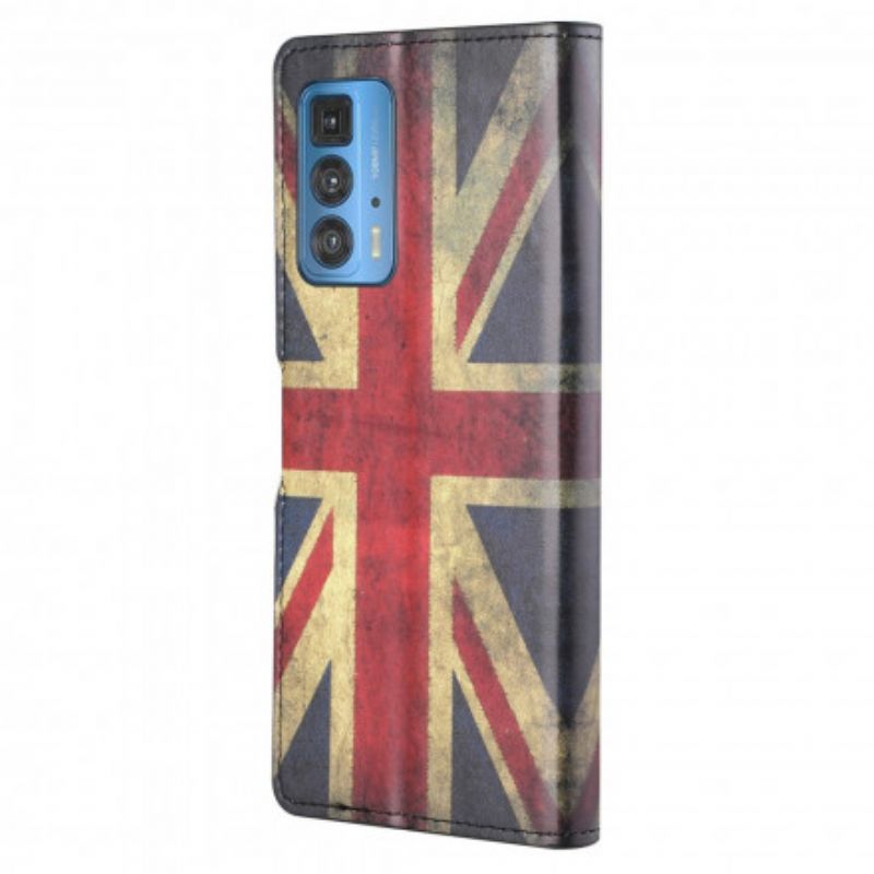 Leren Hoesje Motorola Edge 20 Pro Engelse Vlag Bescherming Hoesje