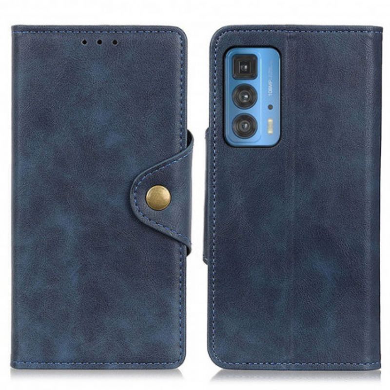 Leren Hoesje Motorola Edge 20 Pro Kunstleer Knop Bescherming Hoesje