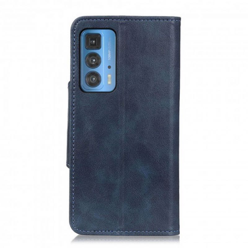 Leren Hoesje Motorola Edge 20 Pro Kunstleer Knop Bescherming Hoesje