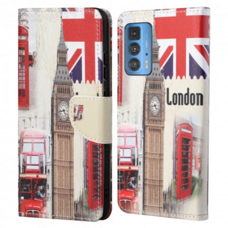 Leren Hoesje Motorola Edge 20 Pro Londen Leven