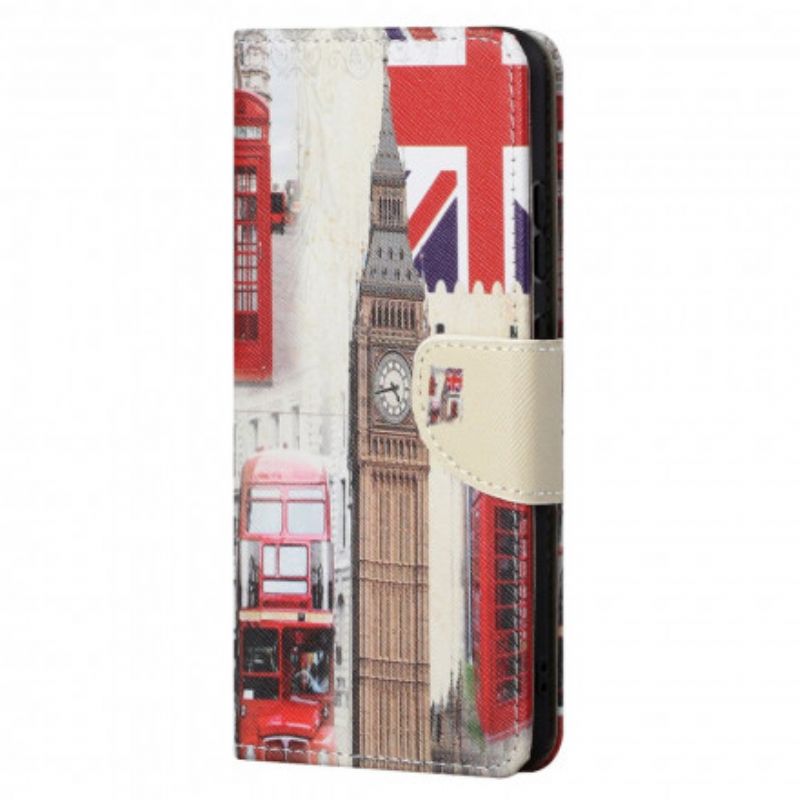 Leren Hoesje Motorola Edge 20 Pro Londen Leven