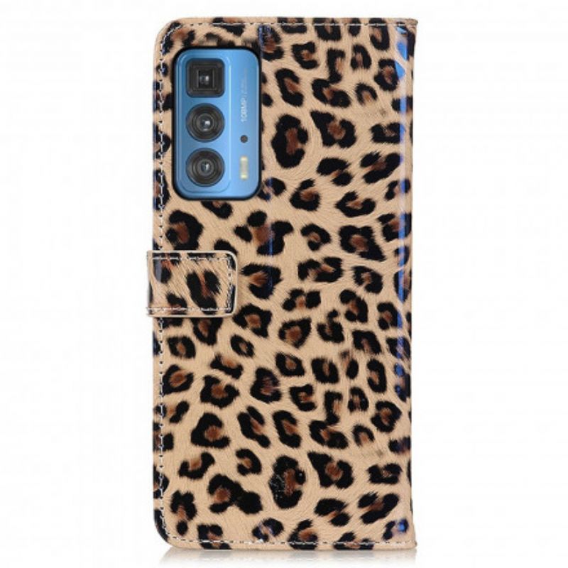 Leren Hoesje Motorola Edge 20 Pro Luipaard Bescherming Hoesje