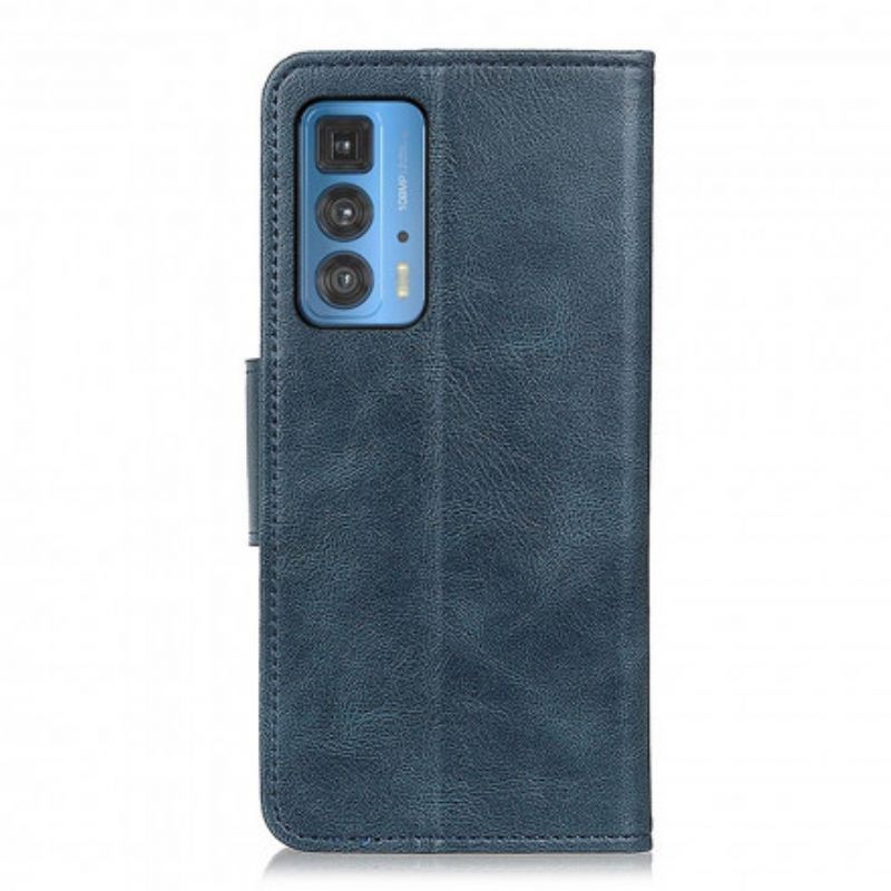 Leren Hoesje Motorola Edge 20 Pro Omkeerbare Sluiting Met Leereffect Bescherming Hoesje