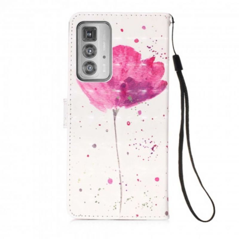 Leren Hoesje Motorola Edge 20 Pro Poppy Aquarel Bescherming Hoesje