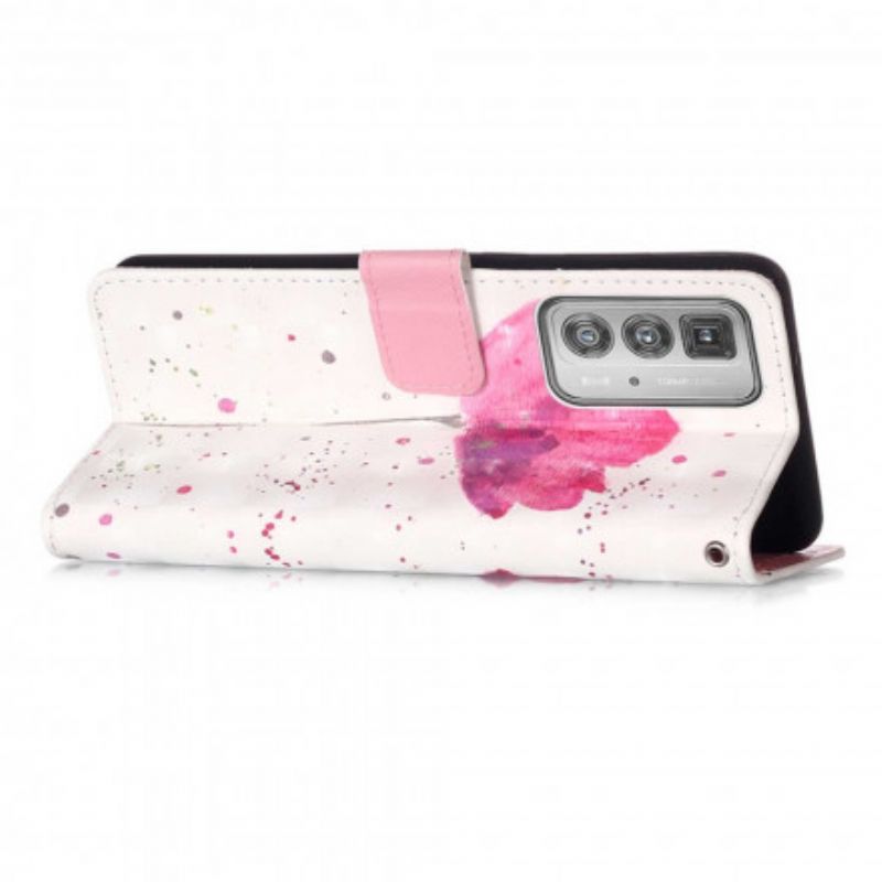 Leren Hoesje Motorola Edge 20 Pro Poppy Aquarel Bescherming Hoesje