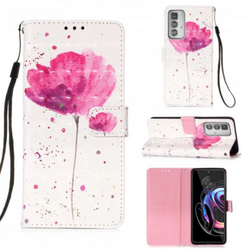 Leren Hoesje Motorola Edge 20 Pro Poppy Aquarel Bescherming Hoesje