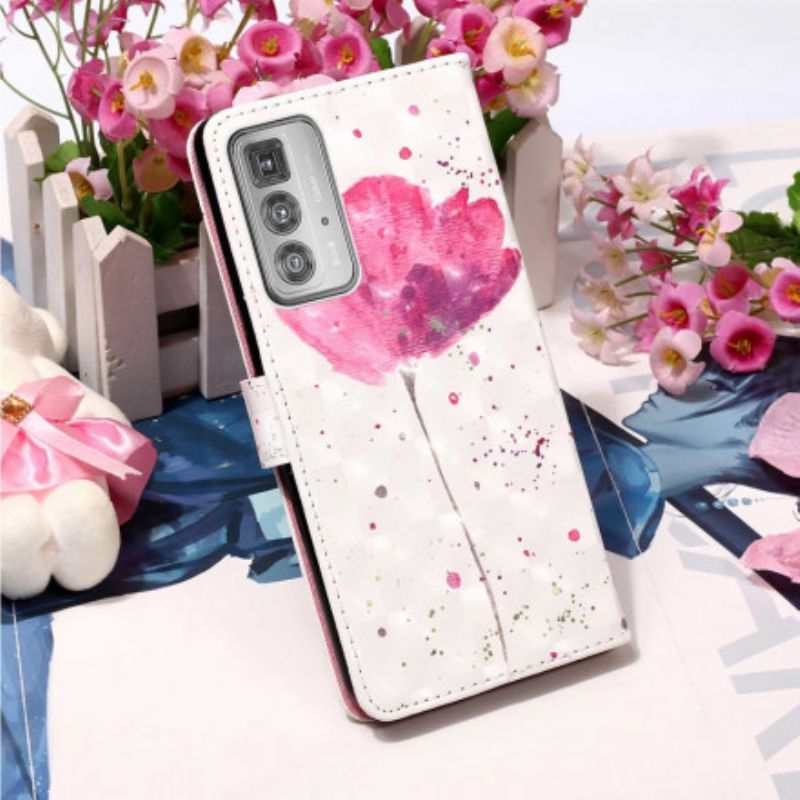 Leren Hoesje Motorola Edge 20 Pro Poppy Aquarel Bescherming Hoesje