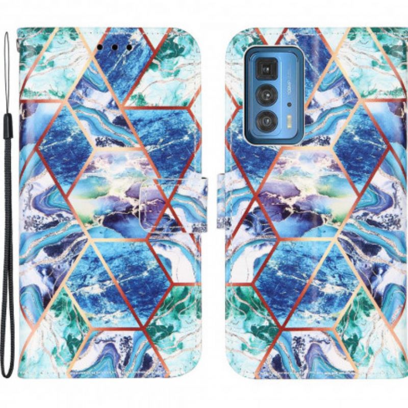 Leren Hoesje Voor Motorola Edge 20 Pro Geometrisch Marmer