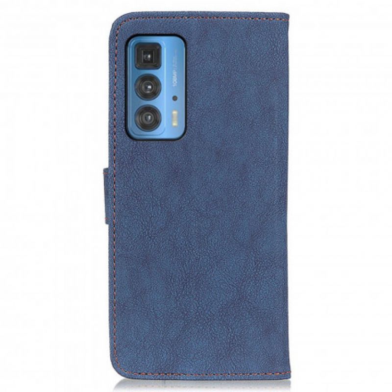 Leren Hoesje Voor Motorola Edge 20 Pro Khazneh Retro Splitleer