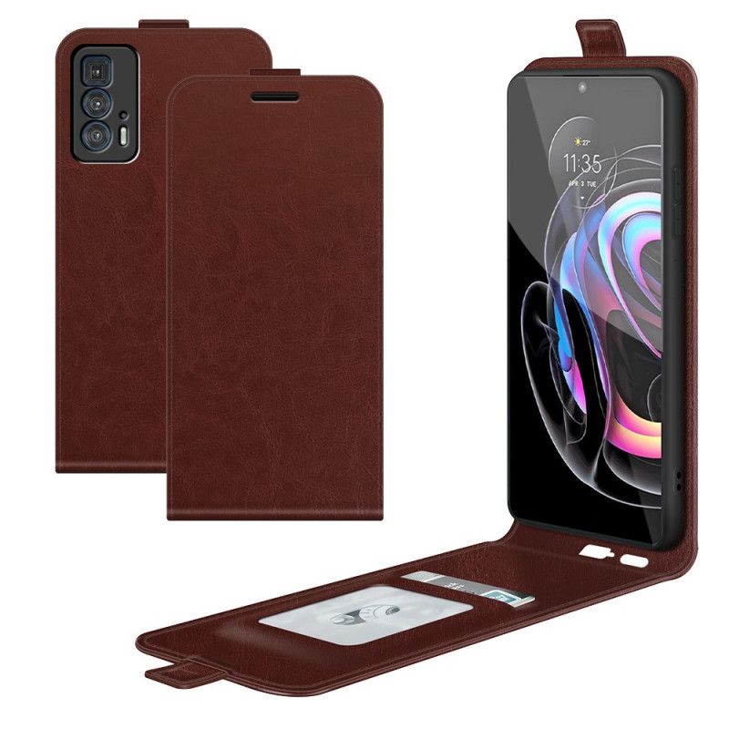 Leren Hoesje Voor Motorola Edge 20 Pro Lederen Effect Verticale Klep