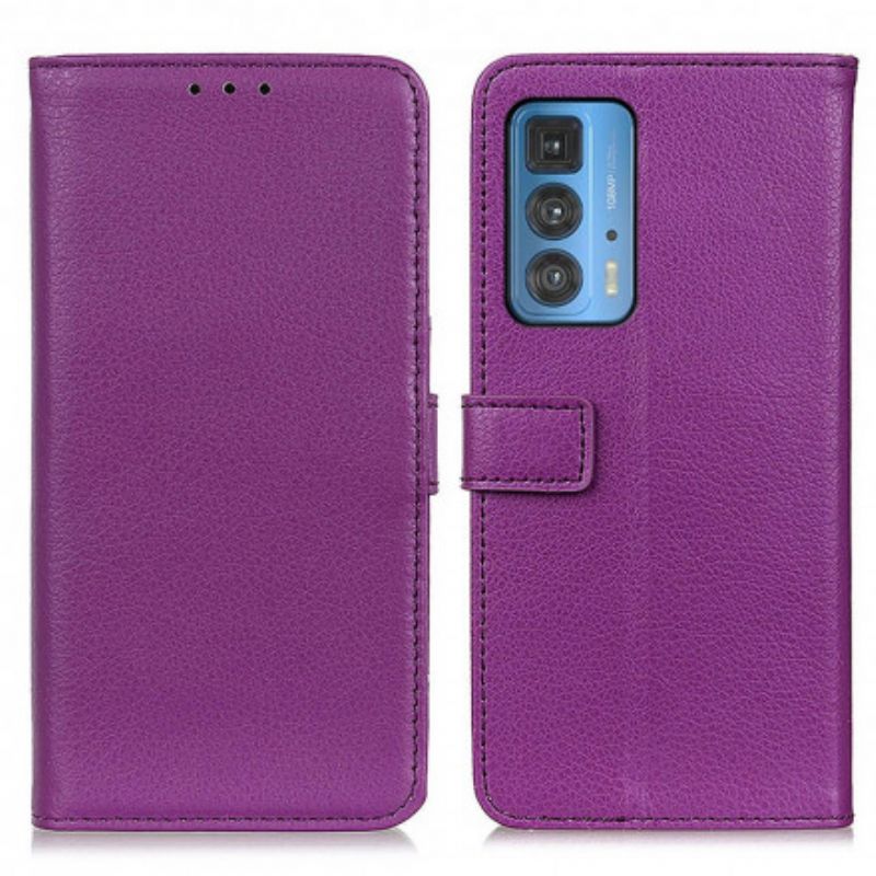 Leren Hoesje Voor Motorola Edge 20 Pro Litchi Premium Kunstleer