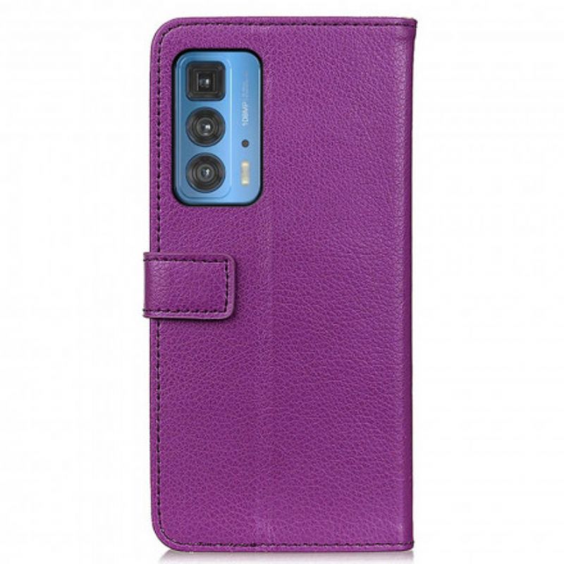 Leren Hoesje Voor Motorola Edge 20 Pro Litchi Premium Kunstleer