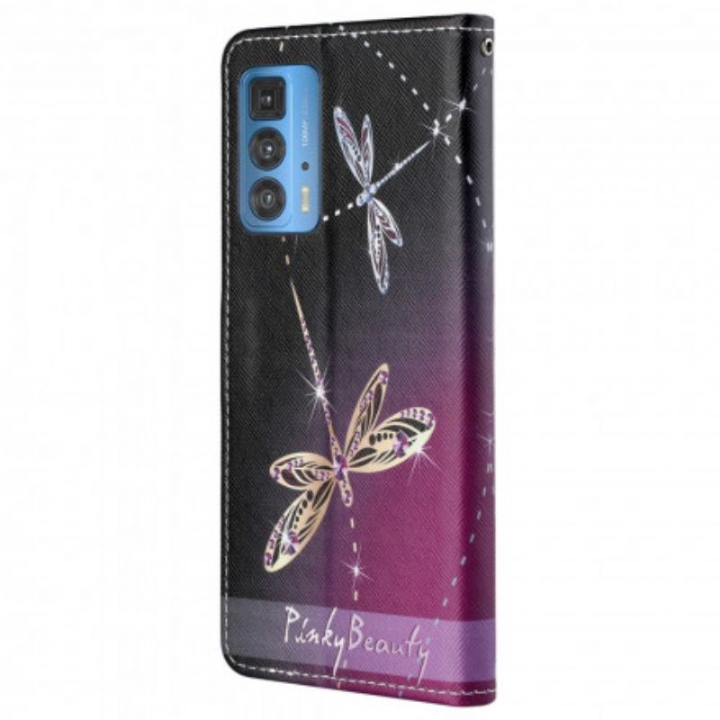 Leren Hoesje Voor Motorola Edge 20 Pro String Libellen