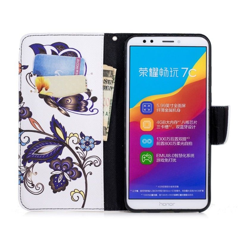 Flip Case Leren Honor 7C Vlindertattoo