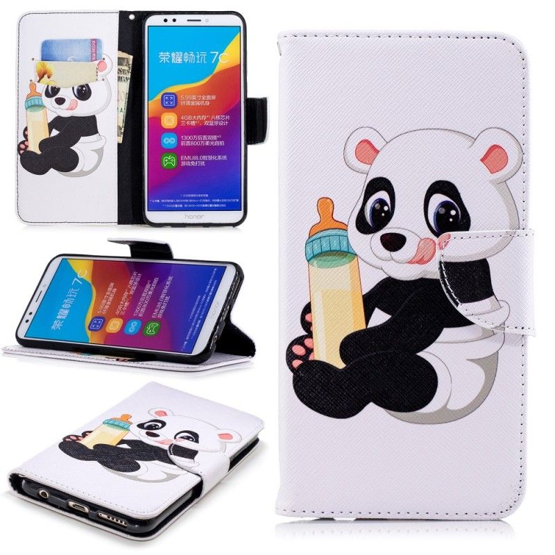 Leren Hoesje Honor 7C Babypanda