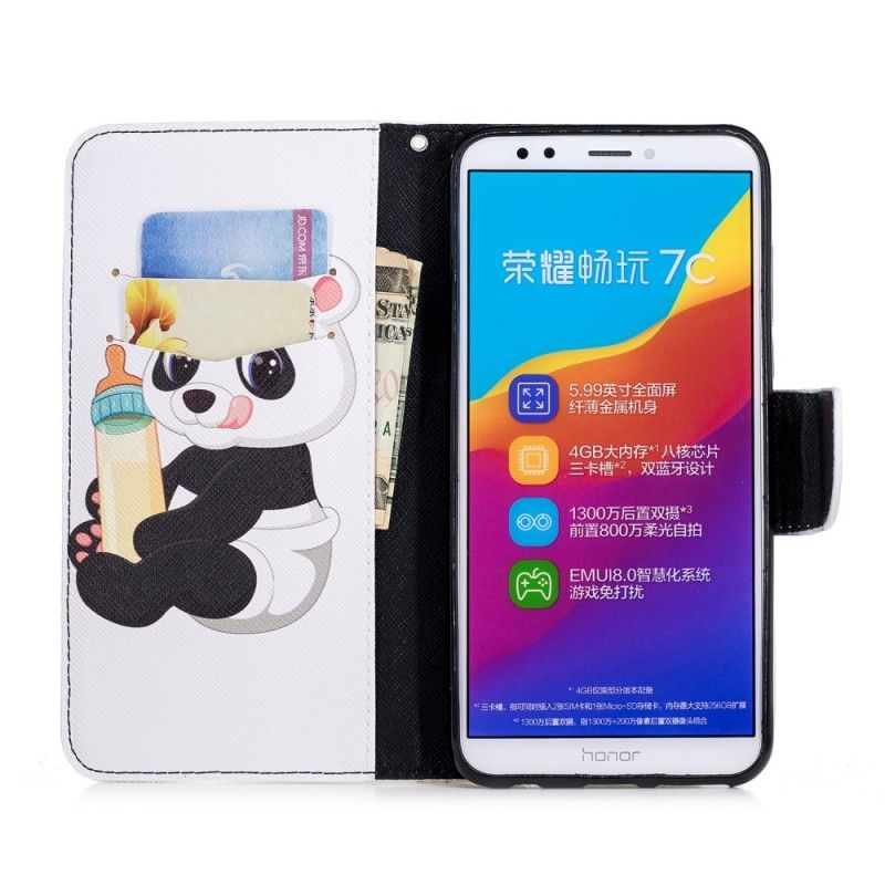 Leren Hoesje Honor 7C Babypanda