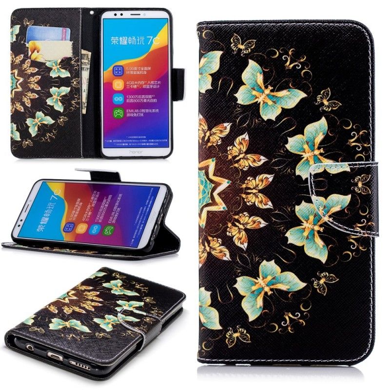 Leren Hoesje Honor 7C Vlinder Mandala