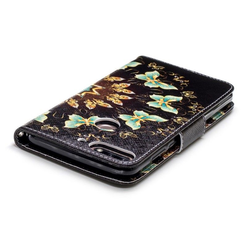 Leren Hoesje Honor 7C Vlinder Mandala