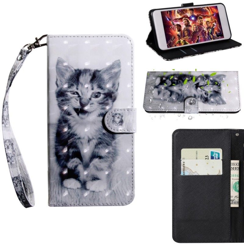 Cover Folio-hoesje Sony Xperia L3 Telefoonhoesje Zwart-Witte Kat