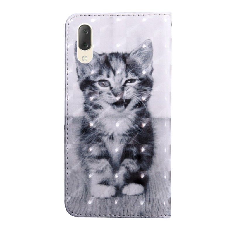 Cover Folio-hoesje Sony Xperia L3 Telefoonhoesje Zwart-Witte Kat