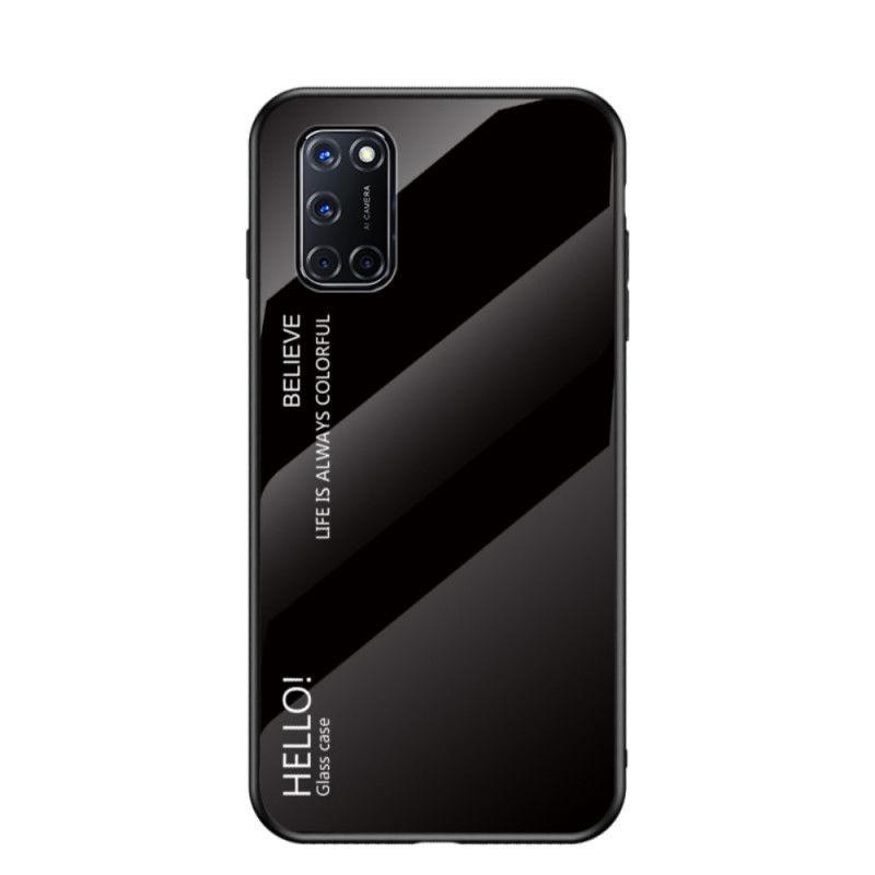 Hoesje voor Oppo A72 Wit Zwart Hallo Gehard Glas