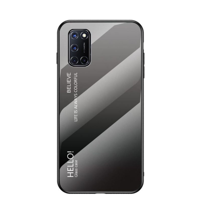 Hoesje voor Oppo A72 Wit Zwart Hallo Gehard Glas