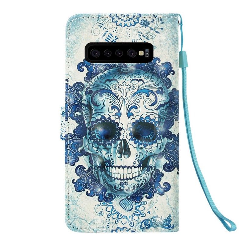 Bescherming Hoesje Samsung Galaxy S10 Plus Telefoonhoesje Blauwe Schedel