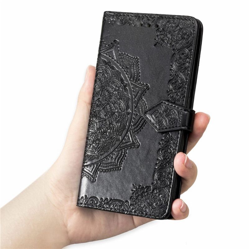 Cover Folio-hoesje Samsung Galaxy S10 Plus Grijs Zwart Telefoonhoesje Mandala Van Middelbare Leeftijd