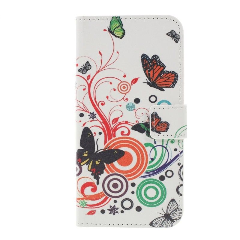 Cover Folio-hoesje Samsung Galaxy S10 Plus Lichtblauw Wit Telefoonhoesje Vlinders En Bloemen