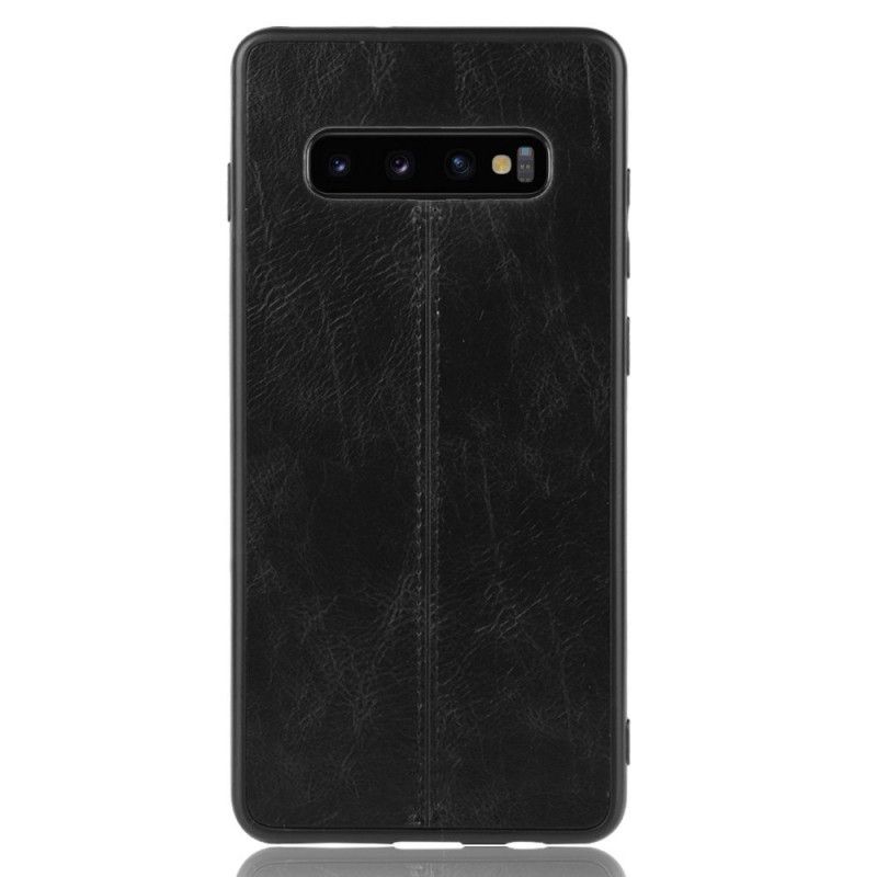 Cover Hoesje Samsung Galaxy S10 Plus Rood Zwart Telefoonhoesje Gestikt Leereffect