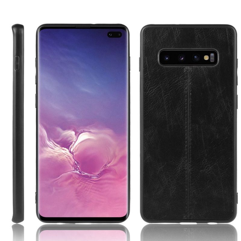 Cover Hoesje Samsung Galaxy S10 Plus Rood Zwart Telefoonhoesje Gestikt Leereffect