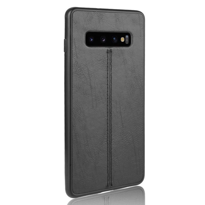 Cover Hoesje Samsung Galaxy S10 Plus Rood Zwart Telefoonhoesje Gestikt Leereffect