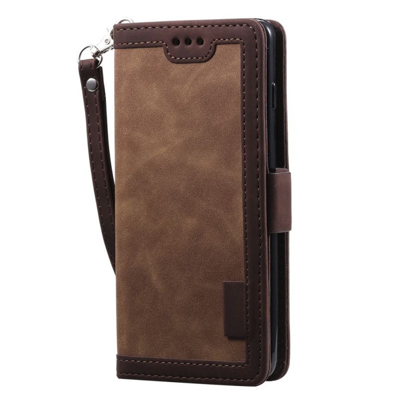 Flip Case Leren Samsung Galaxy S10 Plus Grijs Zwart Tweekleurig Kunstleer Met Versterkte Contouren