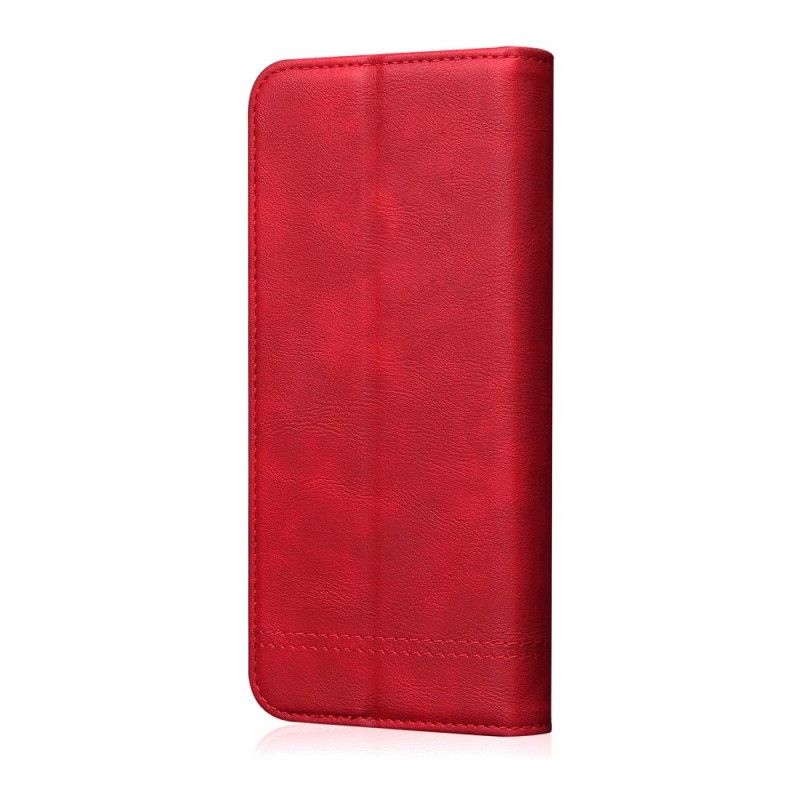 Folio-hoesje Samsung Galaxy S10 Plus Bruin Rood Gestikt Leereffect