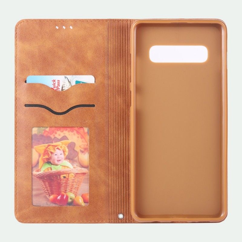 Folio-hoesje Samsung Galaxy S10 Plus Rood Zwart Retro Azns