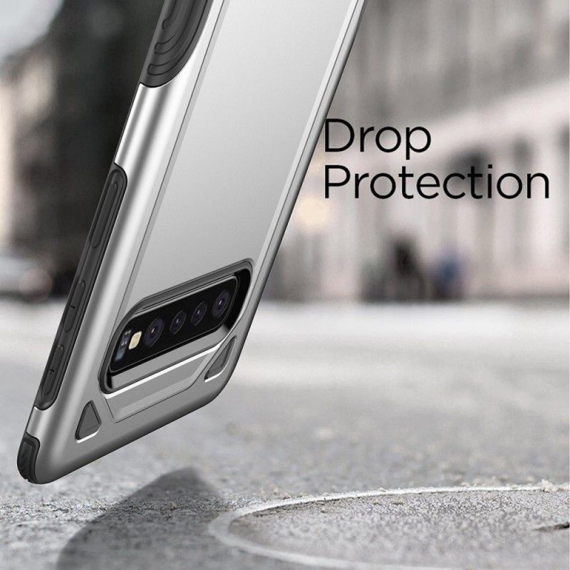 Hoesje Samsung Galaxy S10 Plus Grijs Zwart Premium Metaaleffect